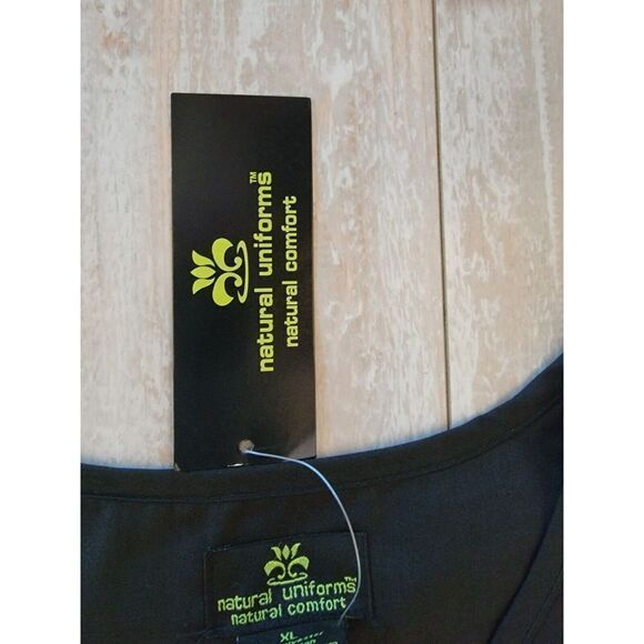 Natural Uniforms XL Natural Comfort Unisex Sz Large Black Pockets Tie V-Neck NWT - Picture 5 of 5